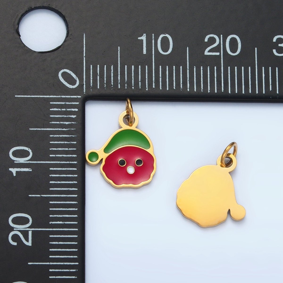 Stainless Steel 15mm Sleepy Cloud Emoji Red Enamel Mini Charm | P669