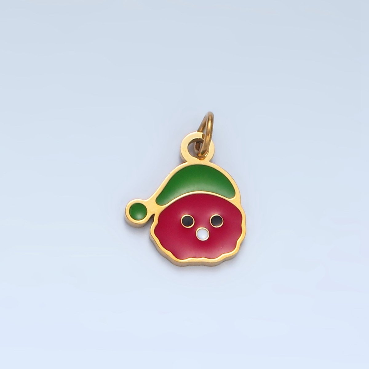 Stainless Steel 15mm Sleepy Cloud Emoji Red Enamel Mini Charm | P669