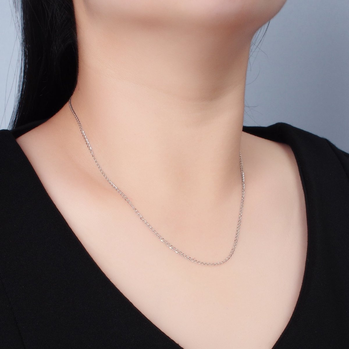 Stainless Steel 1.6mm Curb Chain 18 Inch Necklace in Gold & Silver | WA2606 WA2607