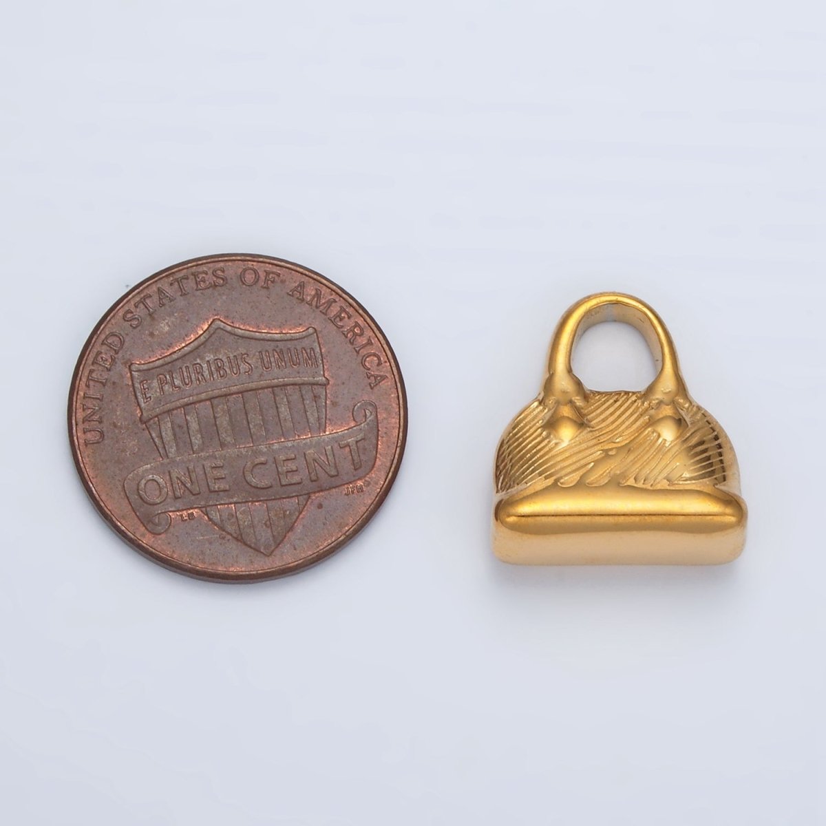 Stainless Steel 16mm Shoulder Bag Puffed Charm | P1477