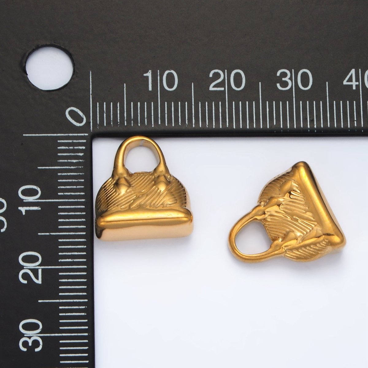 Stainless Steel 16mm Shoulder Bag Puffed Charm | P1477