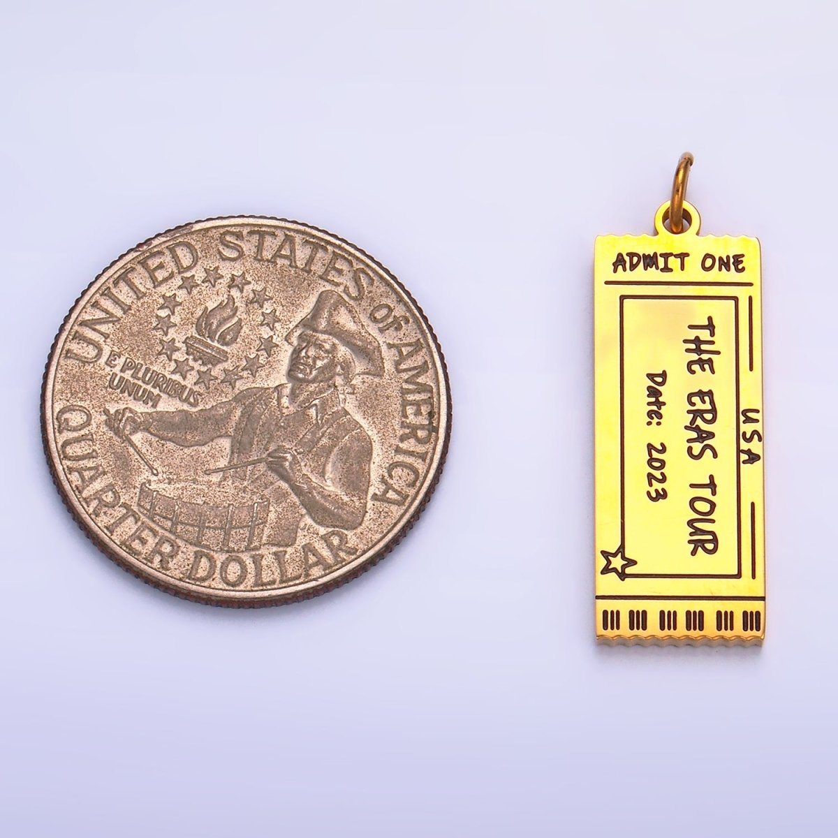 Stainless Steel 2023 "Eras" Script Engraved Admit Ticket Charm | P1268