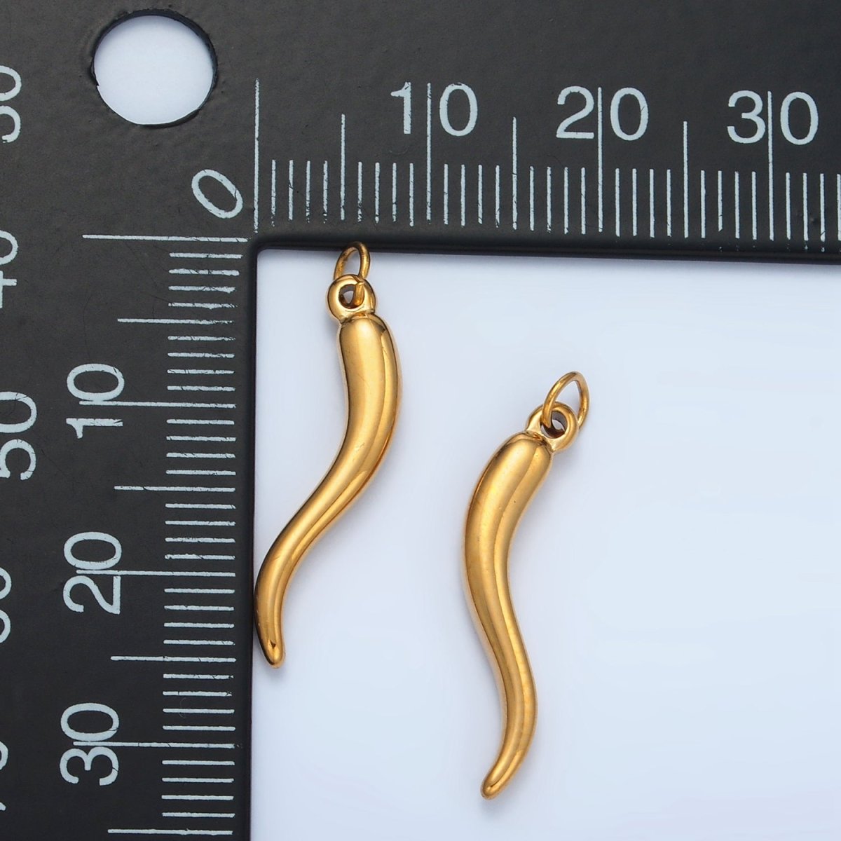 Stainless Steel 25mm Minimalist Chili Cornicello Italian Horn Charm | P668