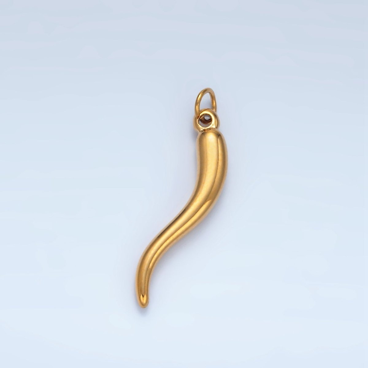 Stainless Steel 25mm Minimalist Chili Cornicello Italian Horn Charm | P668