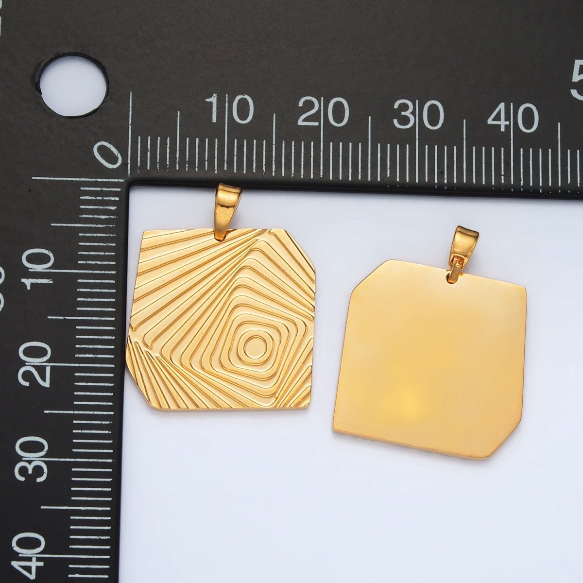 Stainless Steel 25mm Square Lined Geometric Pendant | P1475