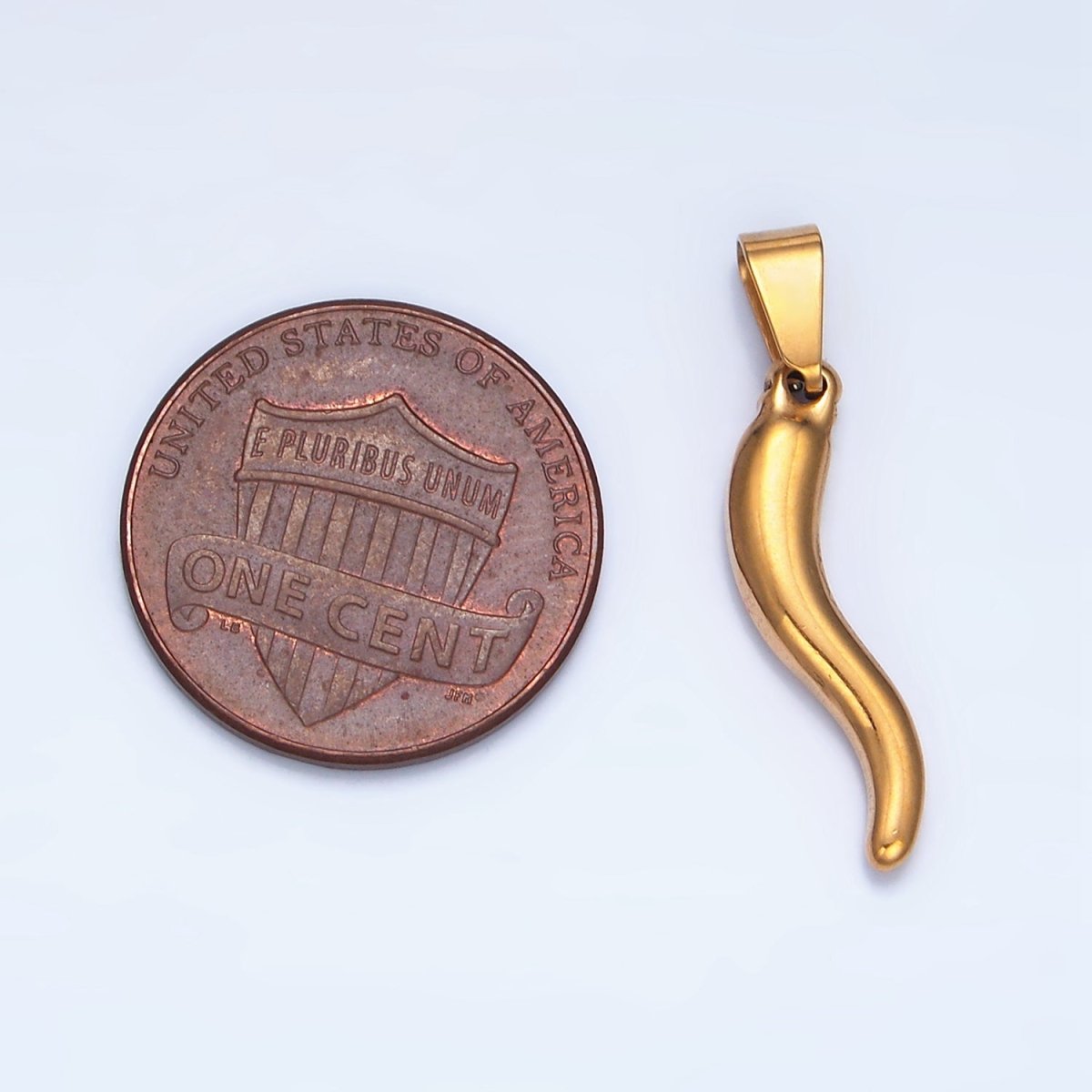 Stainless Steel 26mm Minimalist Chili Cornicello Italian Horn Charm | P1508