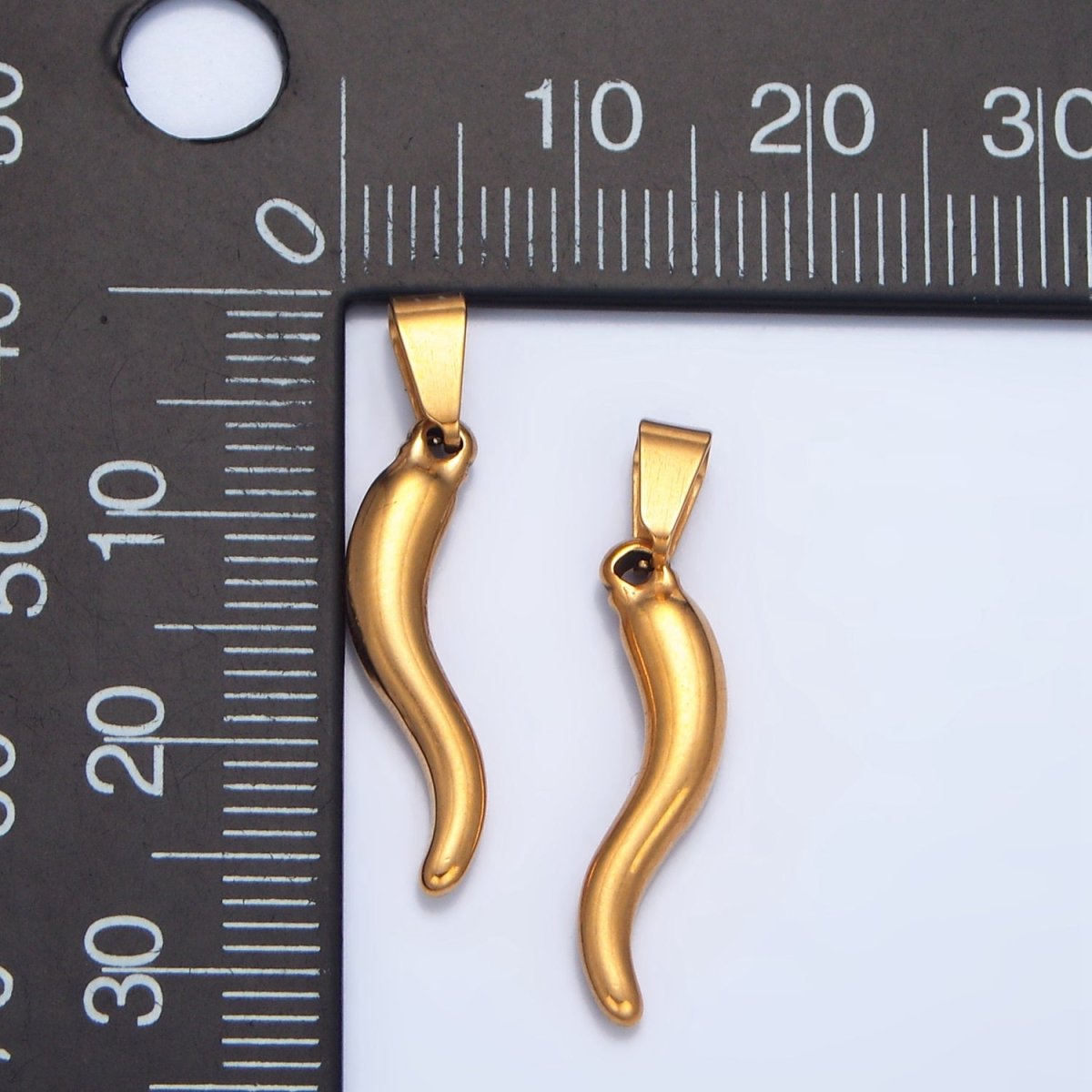 Stainless Steel 26mm Minimalist Chili Cornicello Italian Horn Charm | P1508