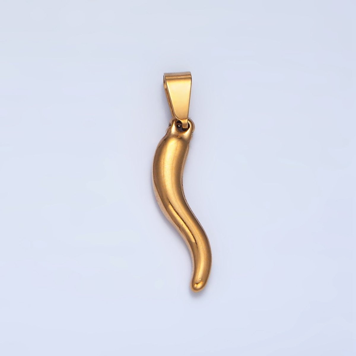 Stainless Steel 26mm Minimalist Chili Cornicello Italian Horn Charm | P1508
