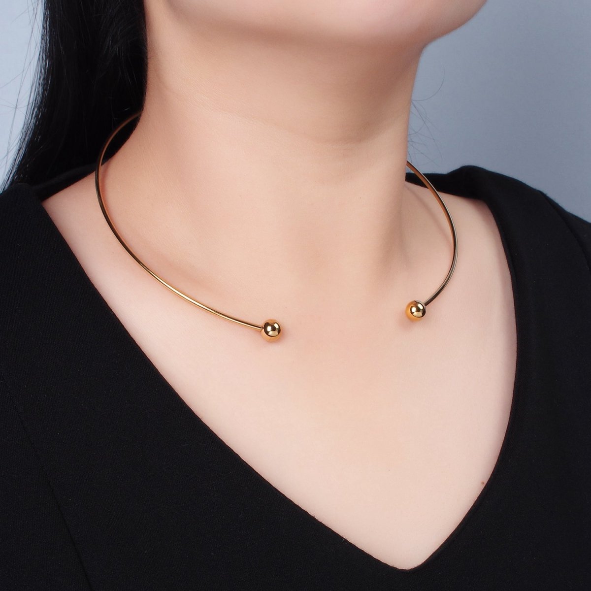Stainless Steel Round Collar Necklace in Gold & Silver | WA-2622 WA-2623