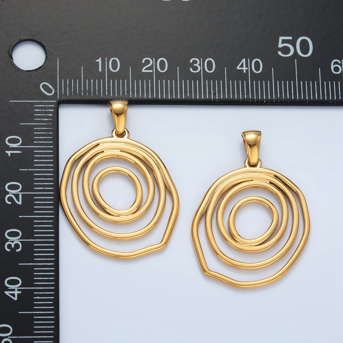 Stainless Steel 35mm Multiple Circular Band Geometric Pendant | P1486