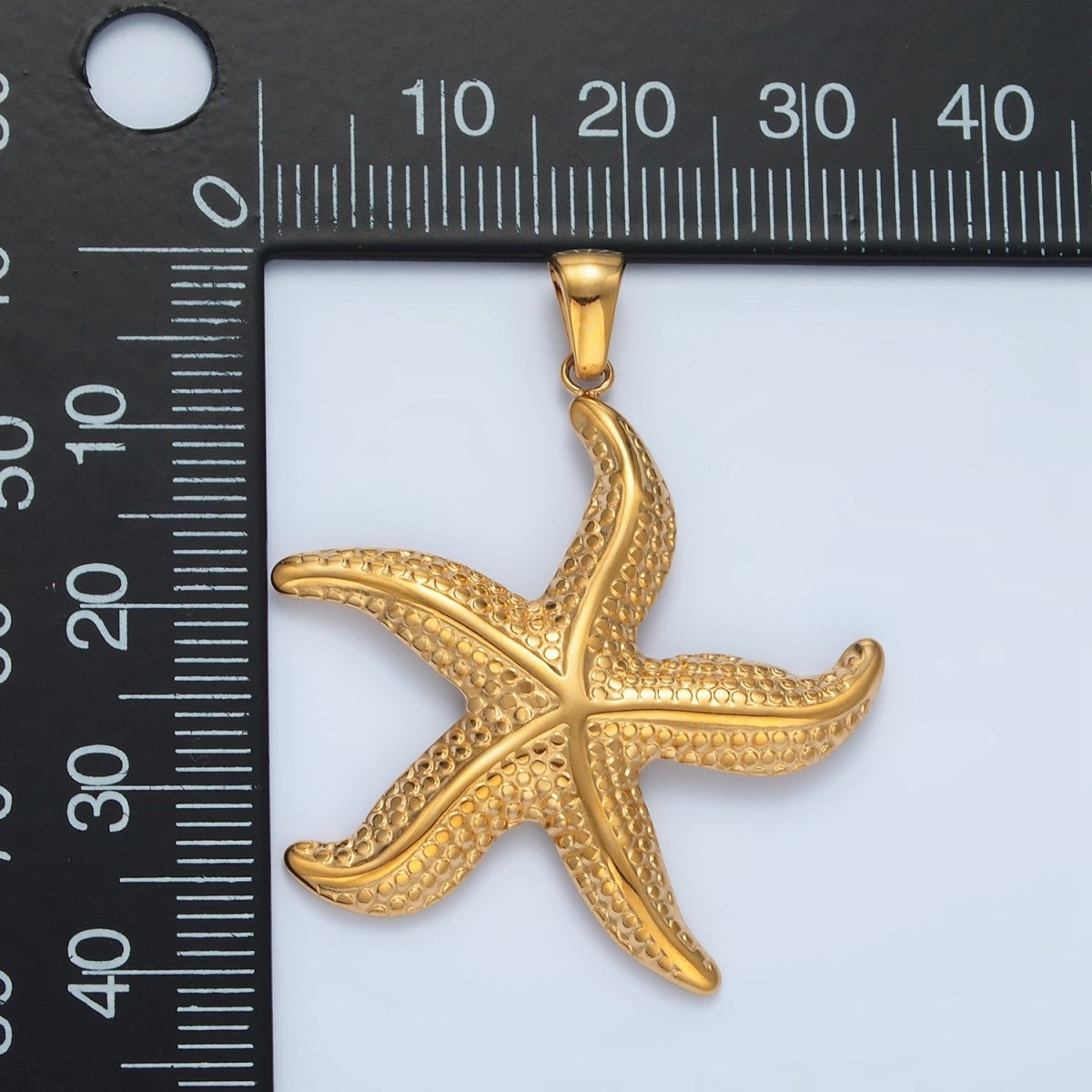 Stainless Steel 40mm Dotted Starfish Sea Ocean Pendant | P1488