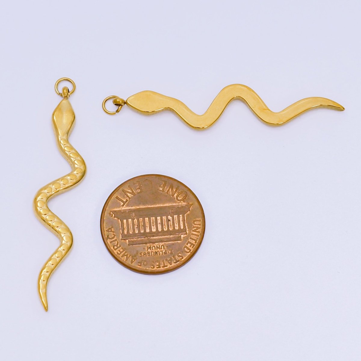 Stainless Steel 45mm Dotted Slither Snake Serpent Charm | P1045