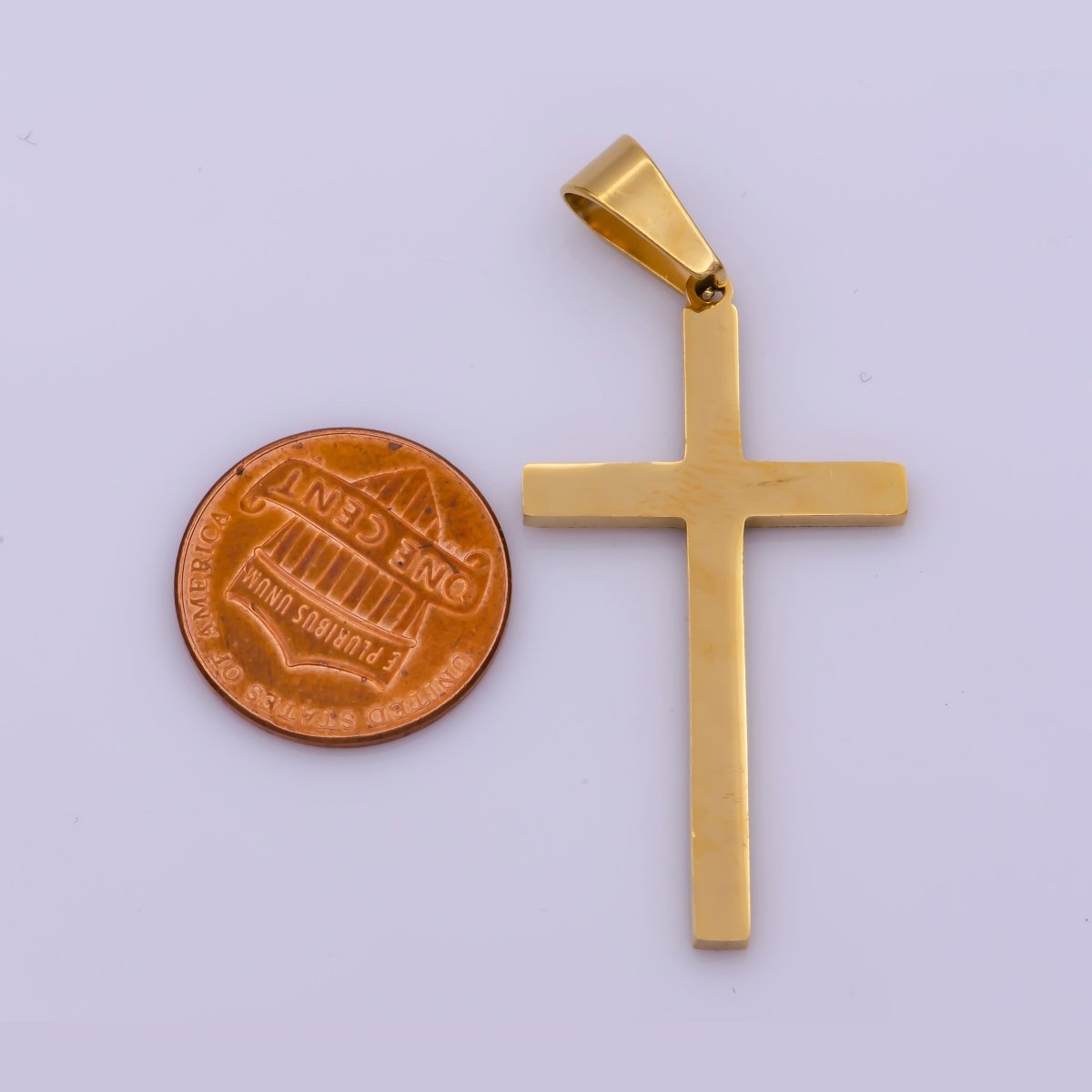 Stainless Steel 50mm Minimalist Cross Religious Pendant | P1461