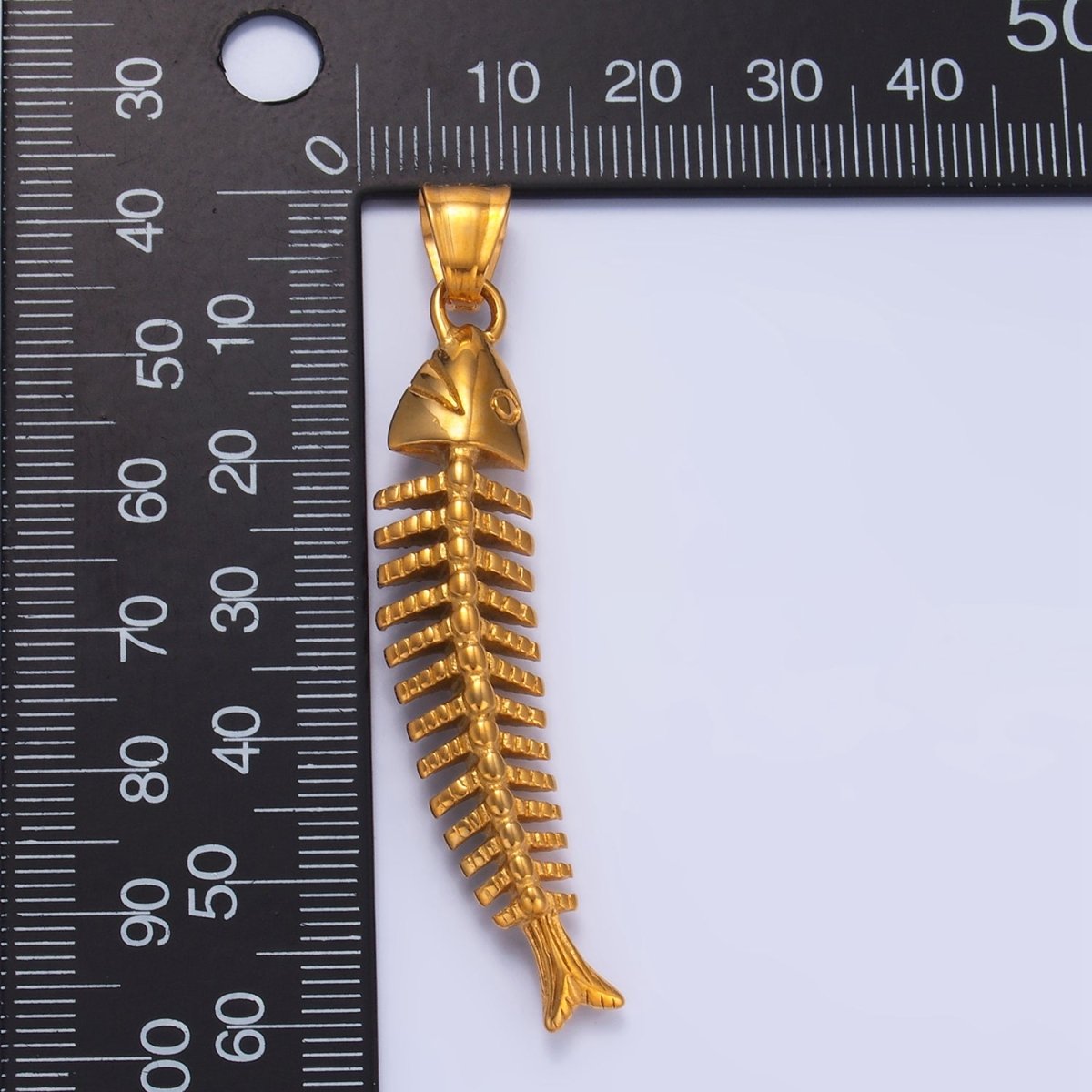 Stainless Steel 60mm Ocean Sea Fish Animal Skeleton Bone Curved Pendant | P1067
