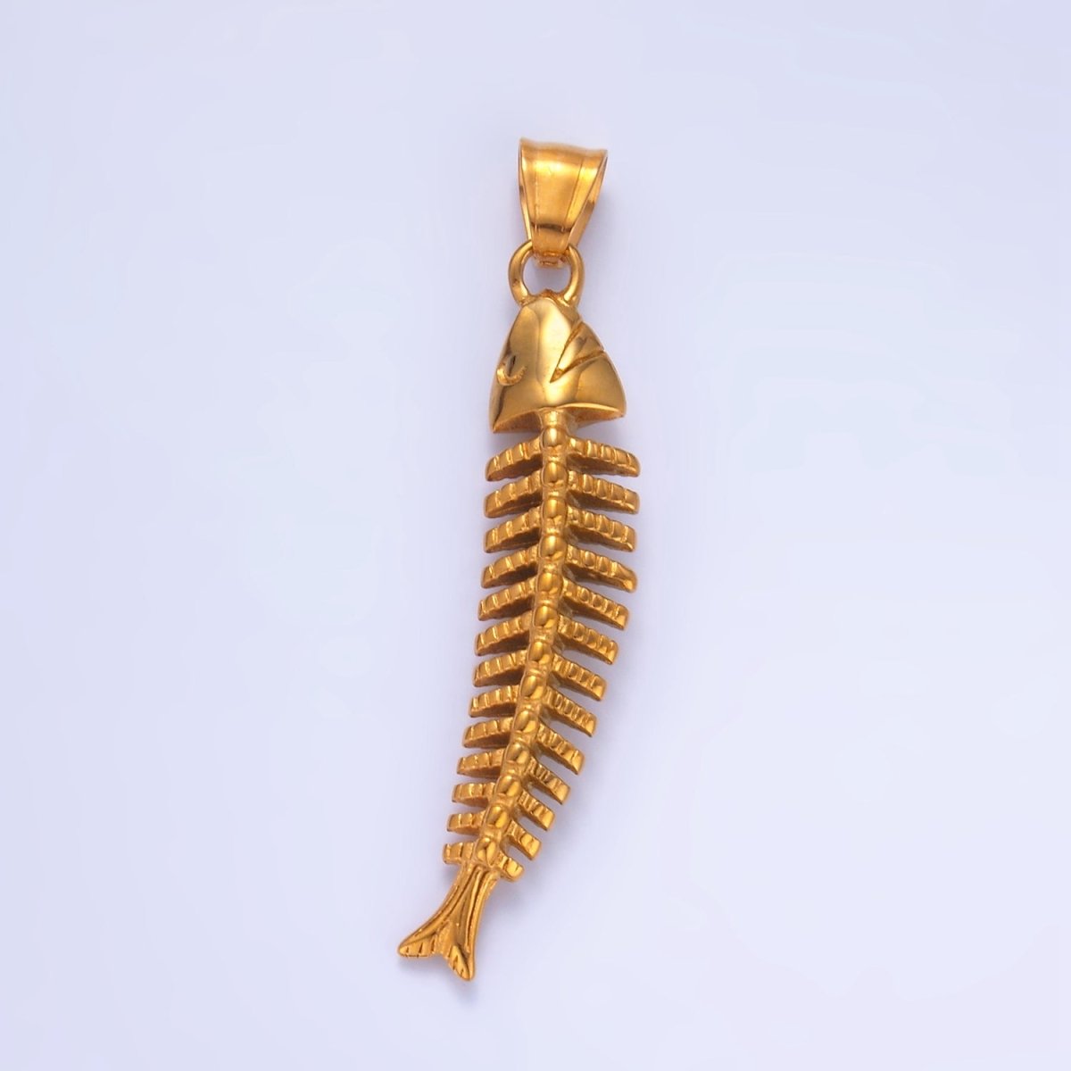 Stainless Steel 60mm Ocean Sea Fish Animal Skeleton Bone Curved Pendant | P1067