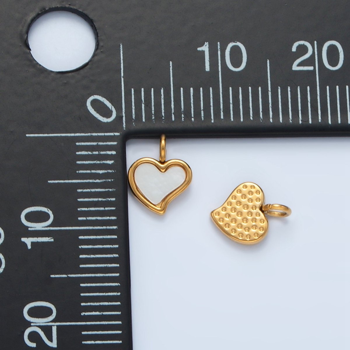 Stainless Steel 9mm Shell Pearl Bezel Mini Heart Charm | P709