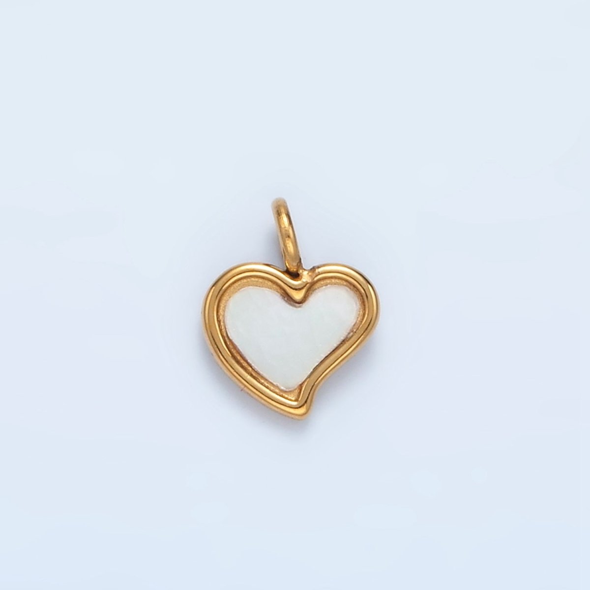 Stainless Steel 9mm Shell Pearl Bezel Mini Heart Charm | P709