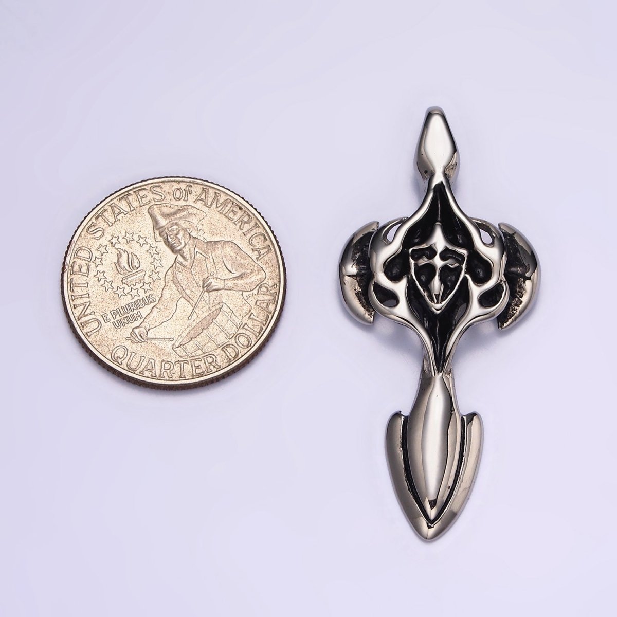 Stainless Steel Abstract St. James Cross Sword Silver Charm P-554