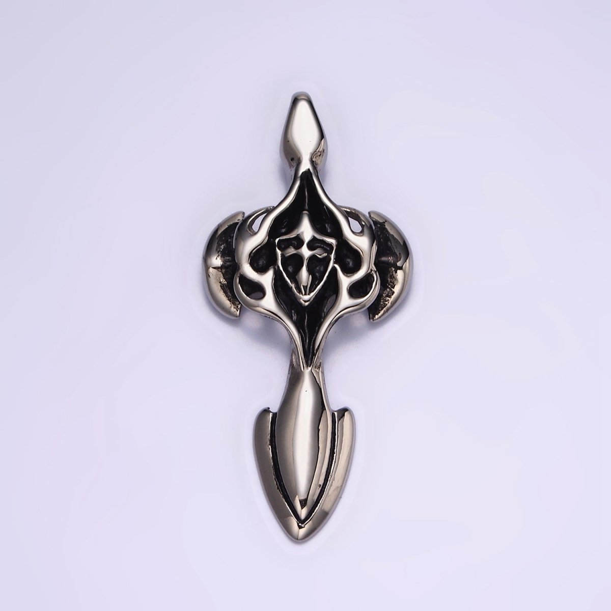Stainless Steel Abstract St. James Cross Sword Silver Charm P-554