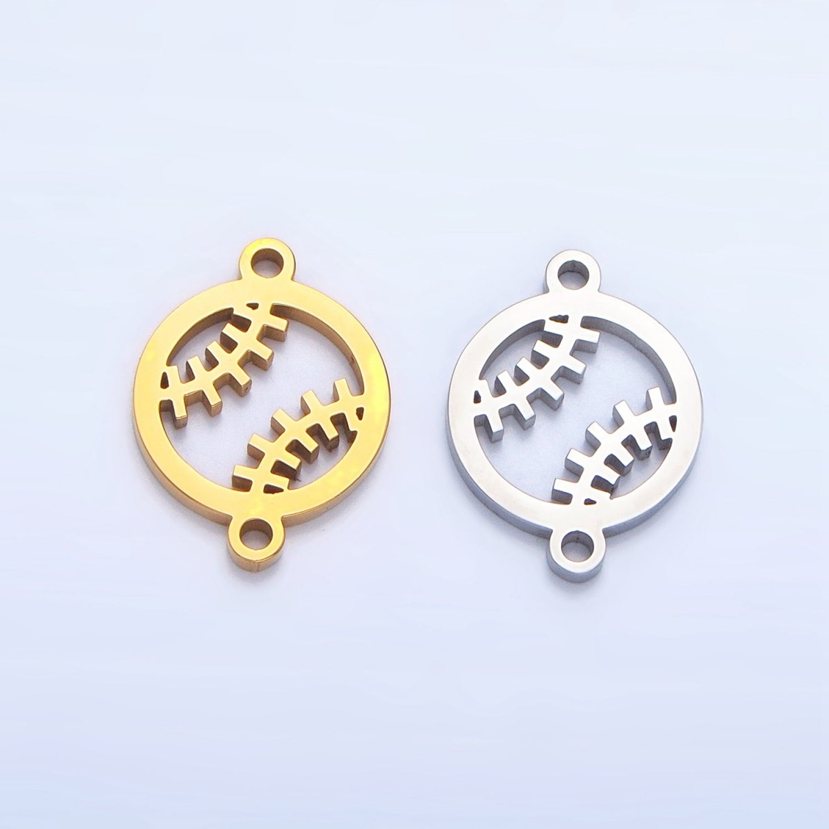 Stainless Steel Baseball Sports Charm Connector in Gold & Silver | G-459
