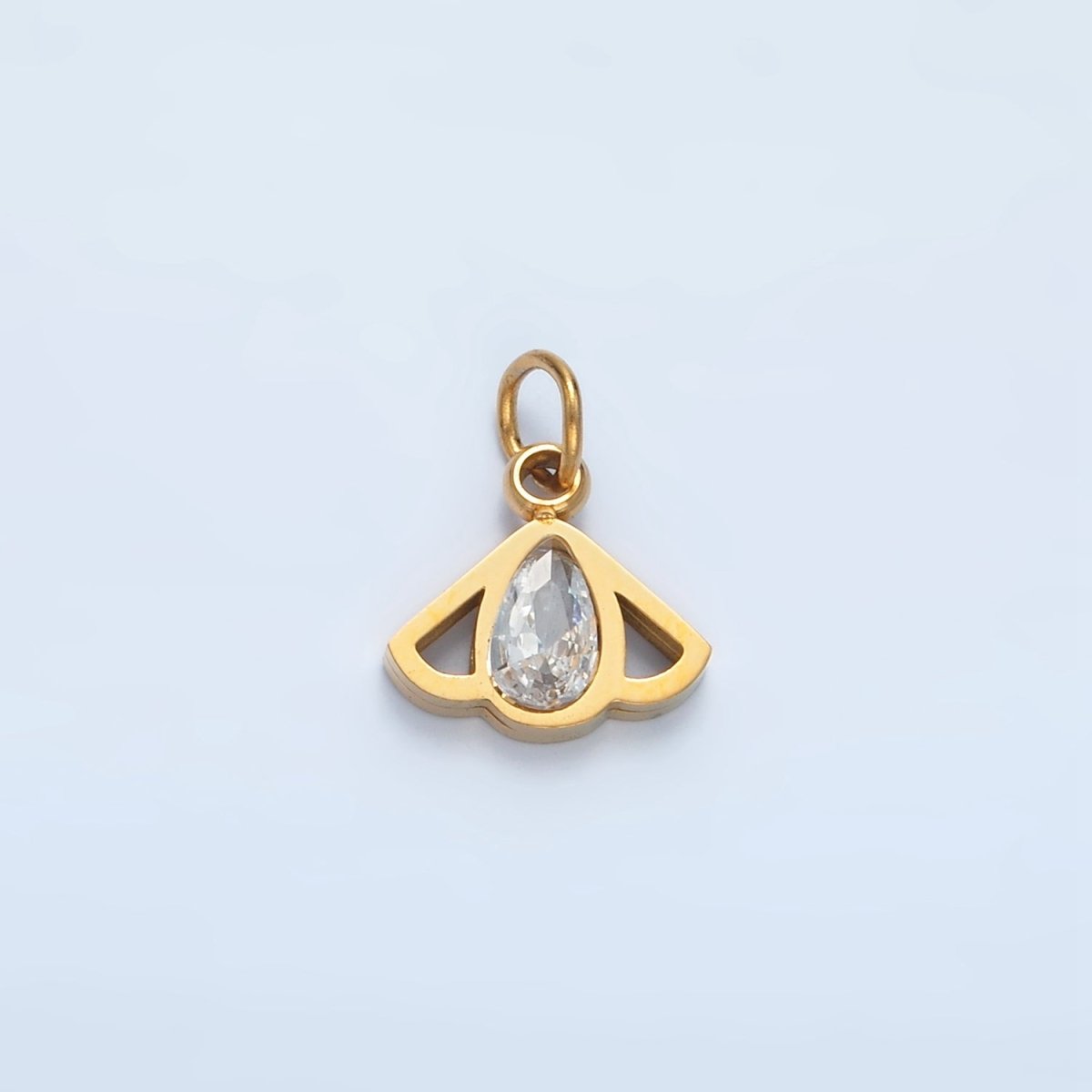 Stainless Steel Bee Insect Clear CZ Teardrop Open Charm | P702