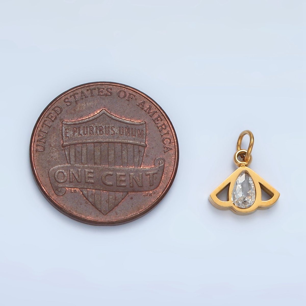 Stainless Steel Bee Insect Clear CZ Teardrop Open Charm | P702