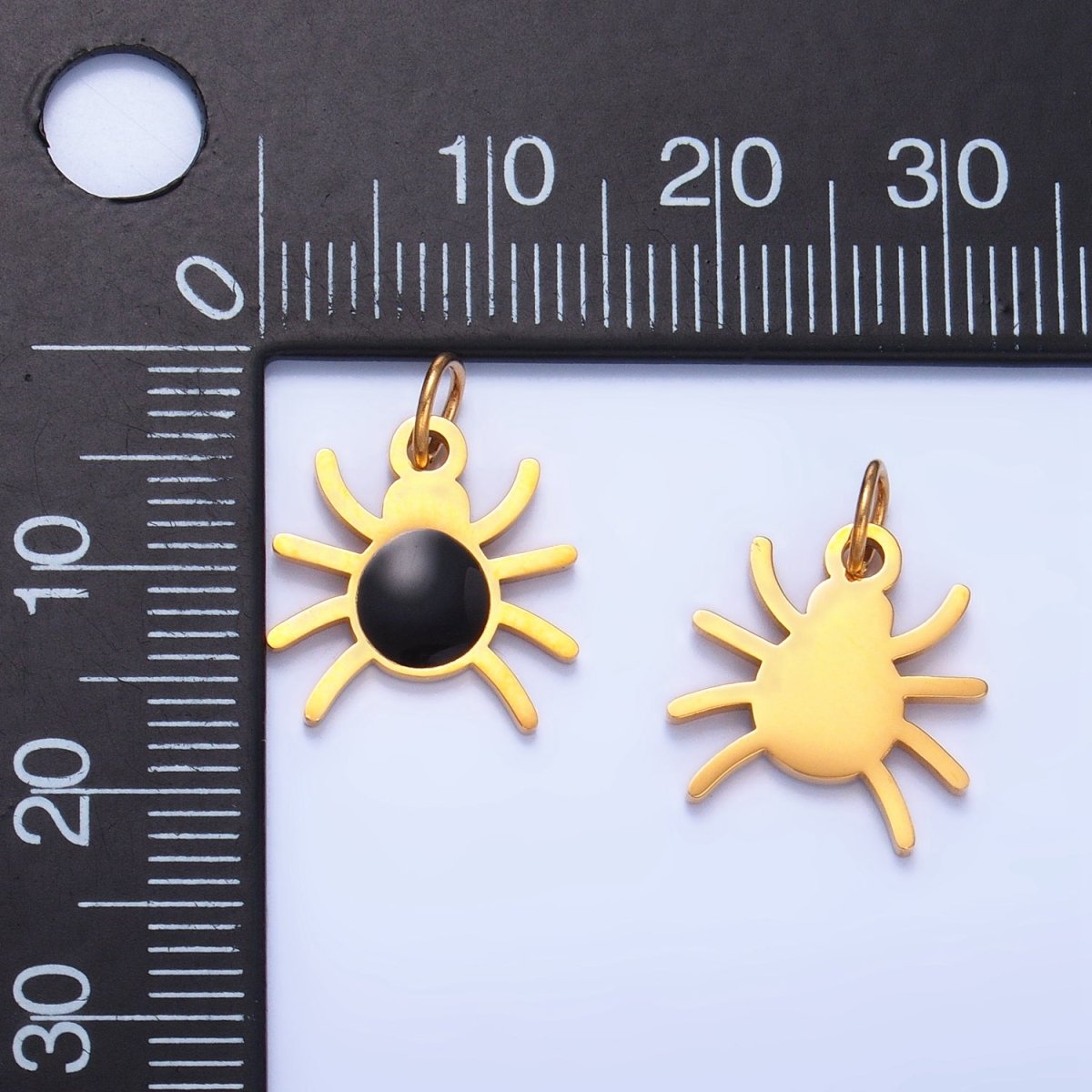 Stainless Steel Black Enamel Black Widow Spider Animal Charm | P1525
