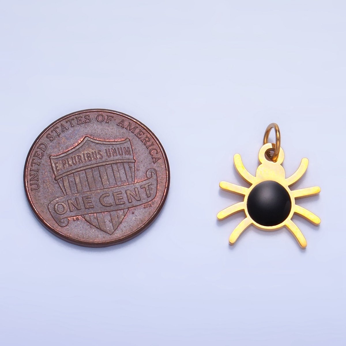 Stainless Steel Black Enamel Black Widow Spider Animal Charm | P1525