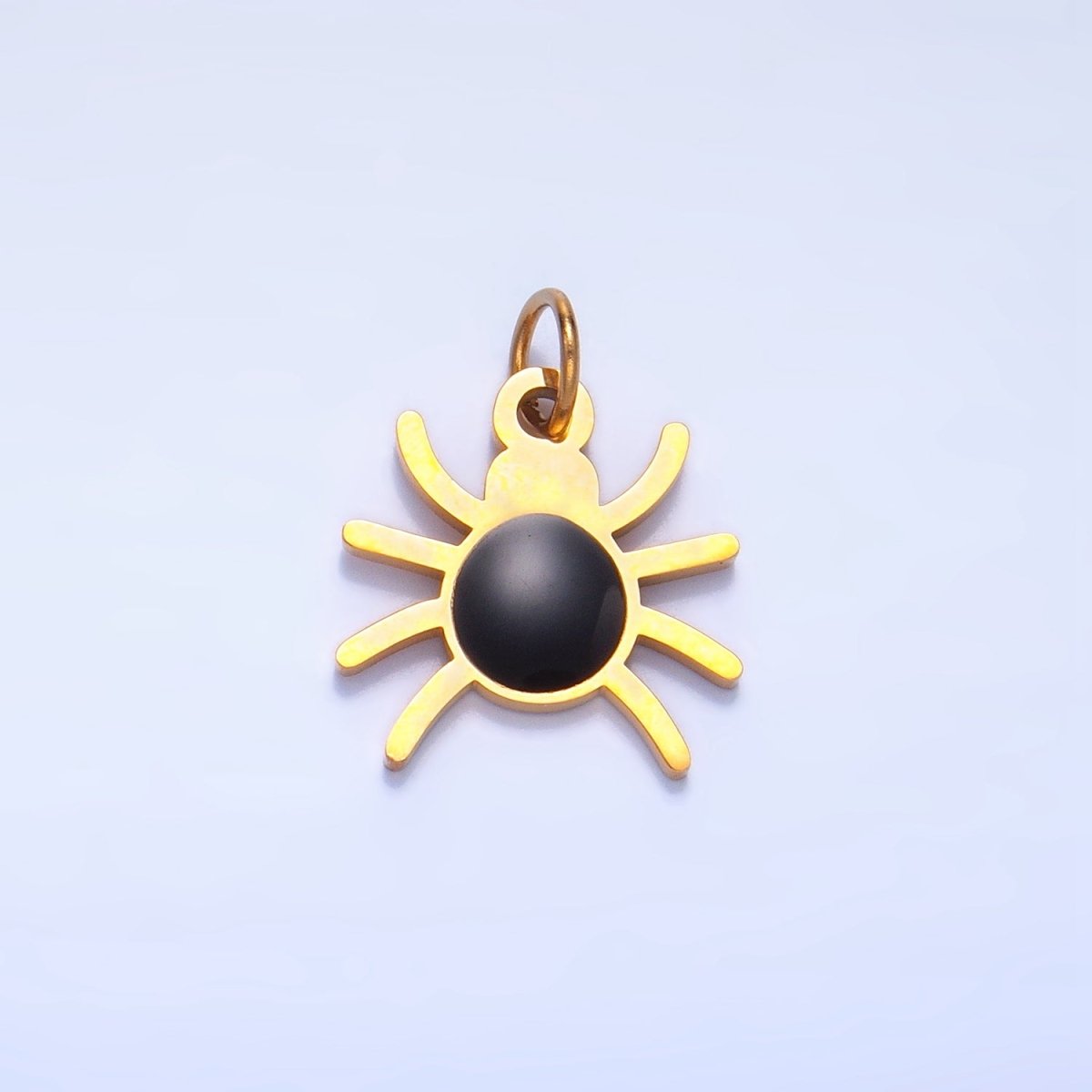 Stainless Steel Black Enamel Black Widow Spider Animal Charm | P1525