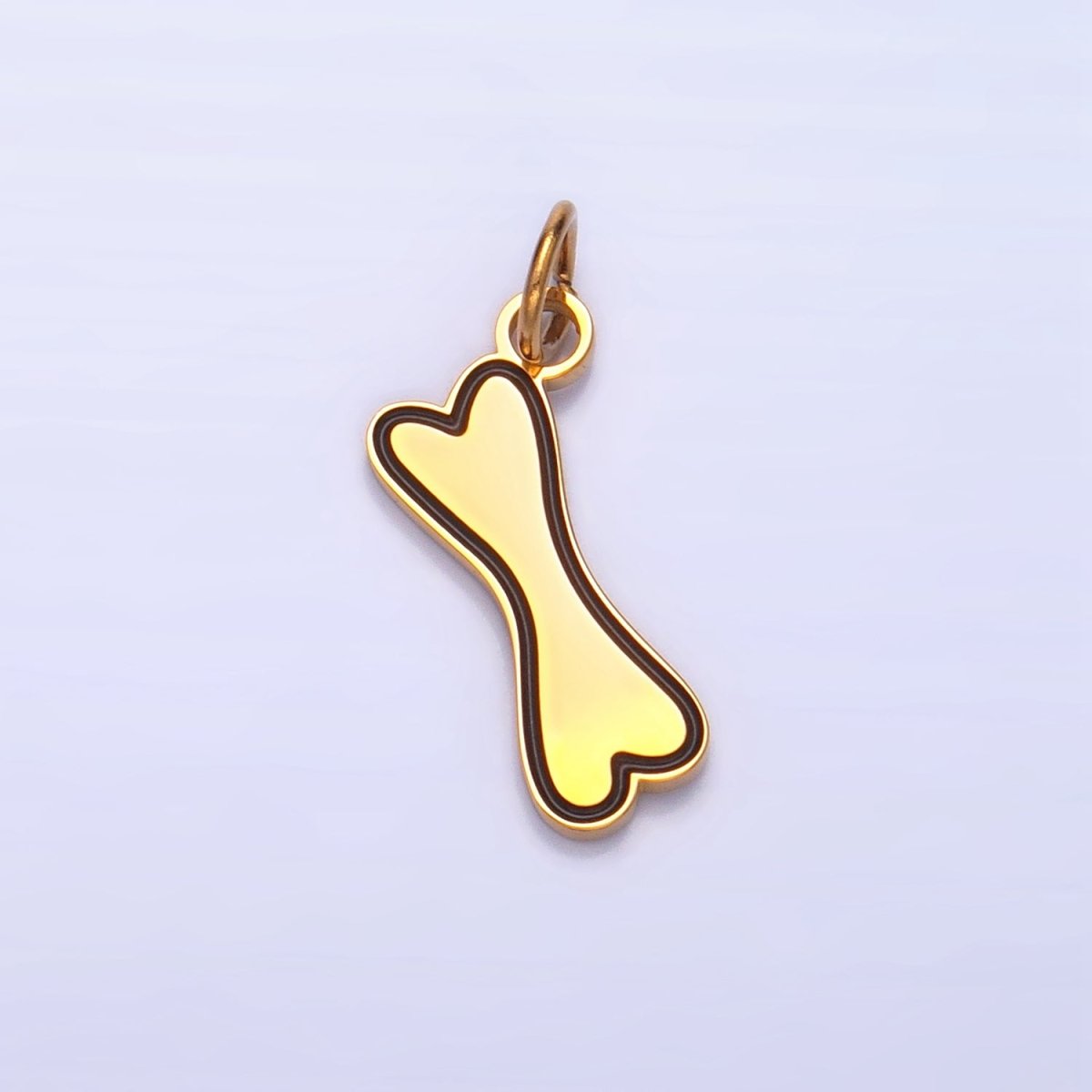 Stainless Steel Black Enamel Outline Bone Animal Snack Charm | P1315