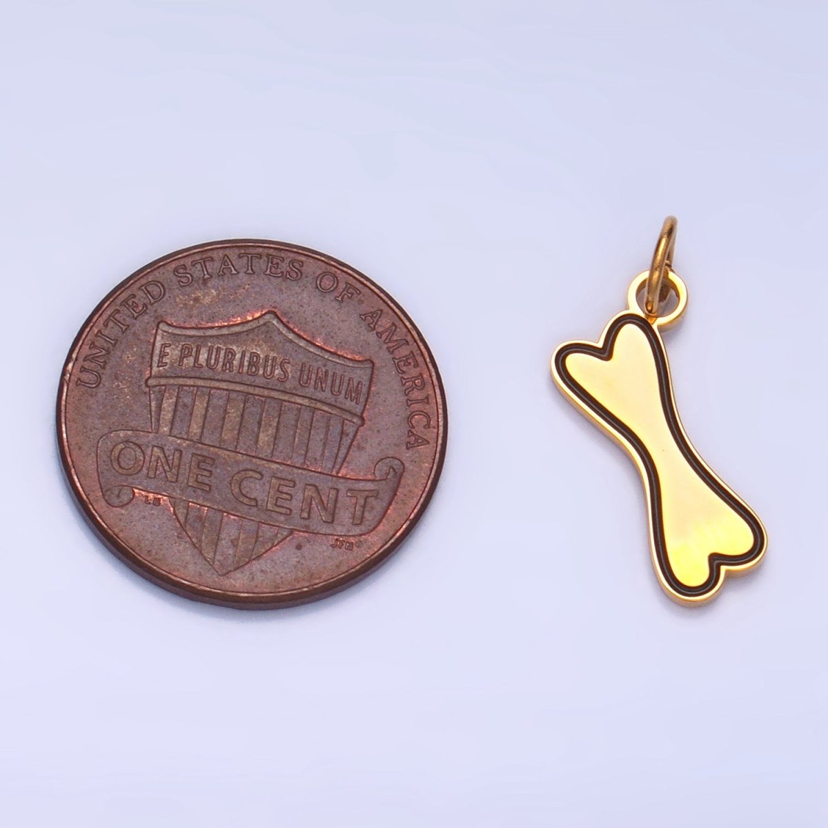 Stainless Steel Black Enamel Outline Bone Animal Snack Charm | P1315