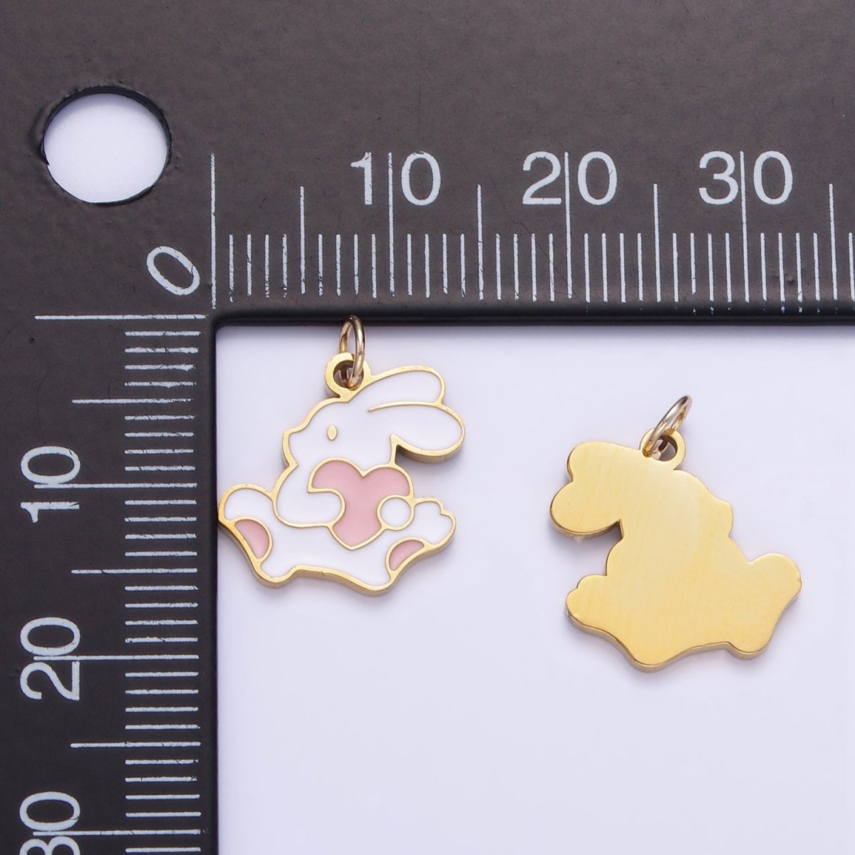 Stainless Steel Bunny Charm Enamel White Rabbit Pendant | P996