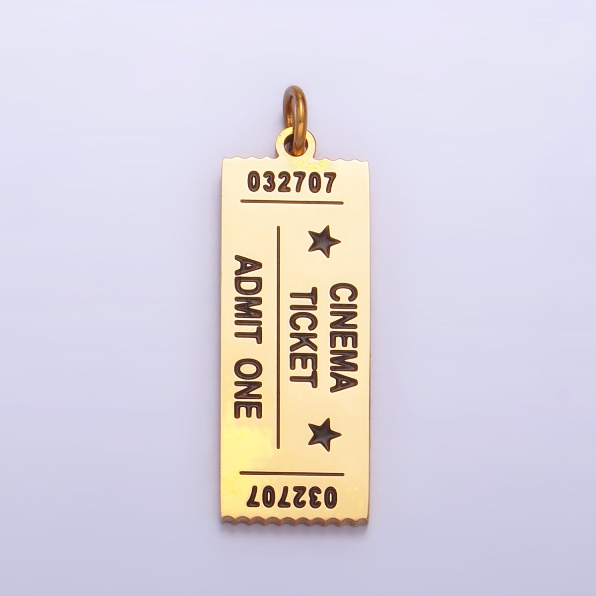 Stainless Steel "Theater Movie Cinema Ticket Admit One" Script Charm | P1264
