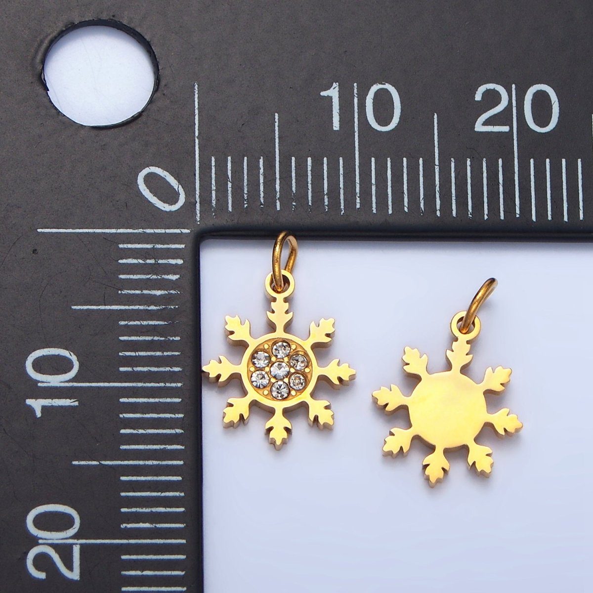 Stainless Steel Clear CZ Snowflake Christmas Holiday Charm | P1492