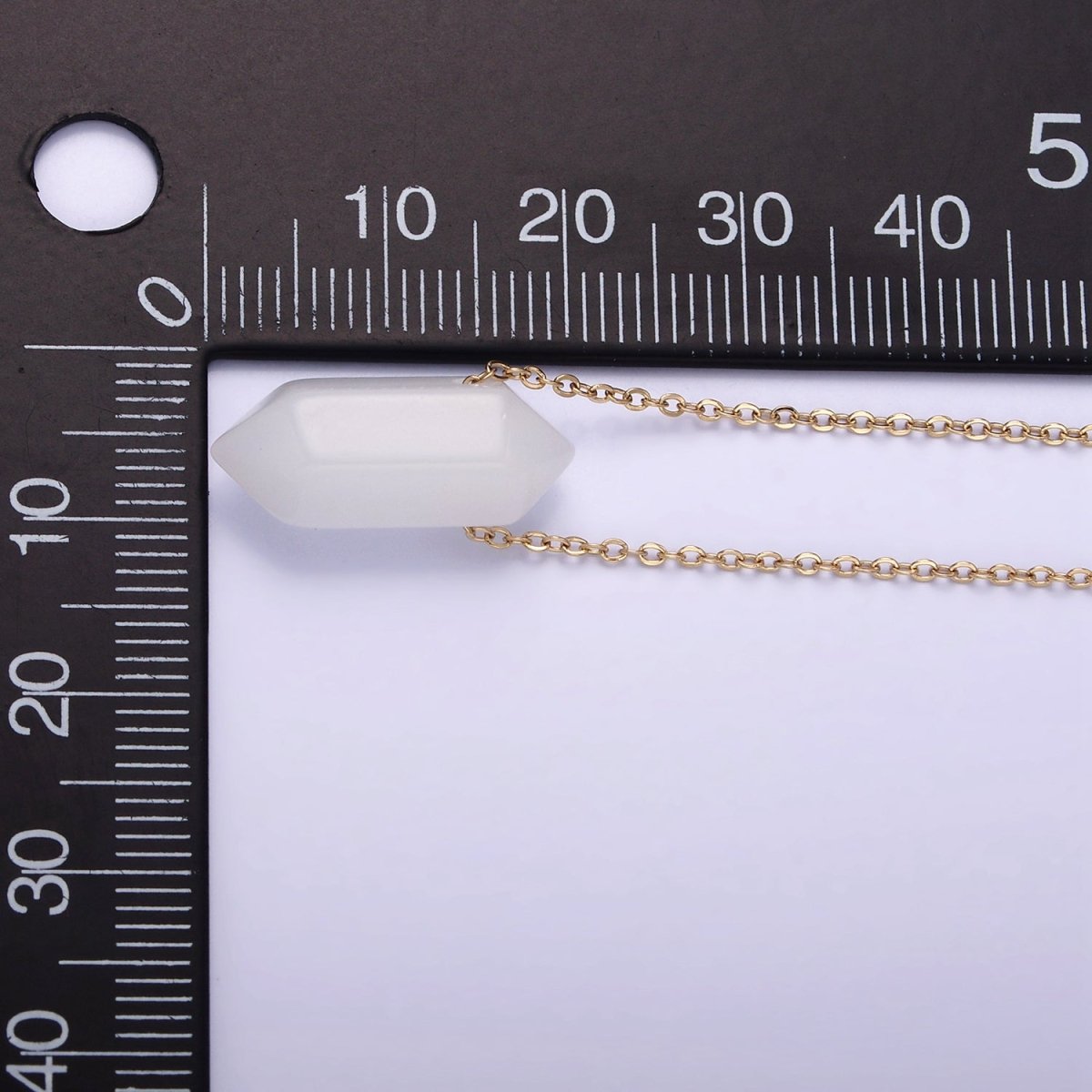 Stainless Steel Clear Quartz Gemstone 17" Cable Chain Necklace w. 2 Inch Extender | WA-2544