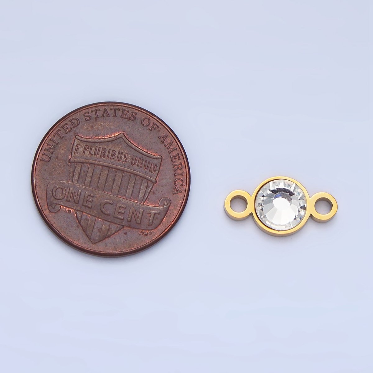 Stainless Steel 7mm Clear Round CZ Connector | F427