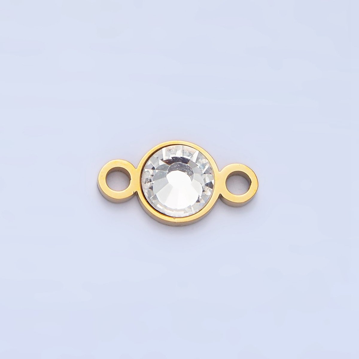 Stainless Steel 7mm Clear Round CZ Connector | F427