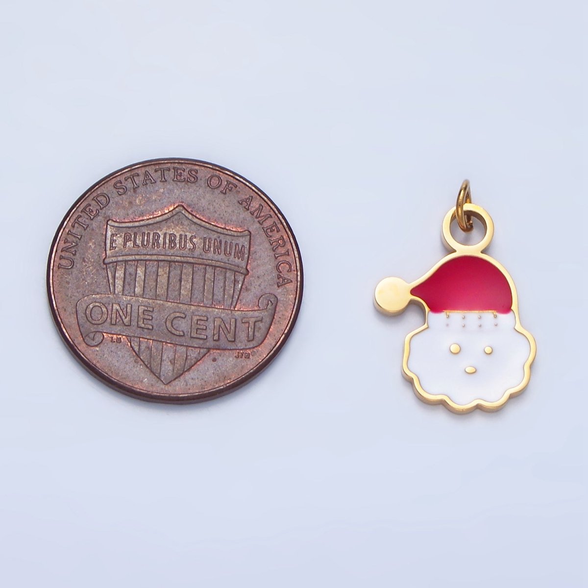 Stainless Steel Cloud Snowy Santa Clause Enamel Christmas Holiday Charm | P1297 P1370