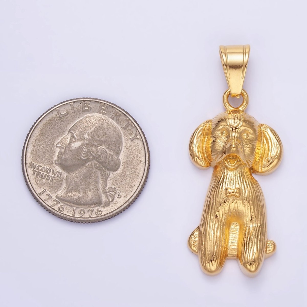 Stainless Steel Cocker Spaniel Pet Dog Minimalist in Gold & Oxidized Silver | P1460