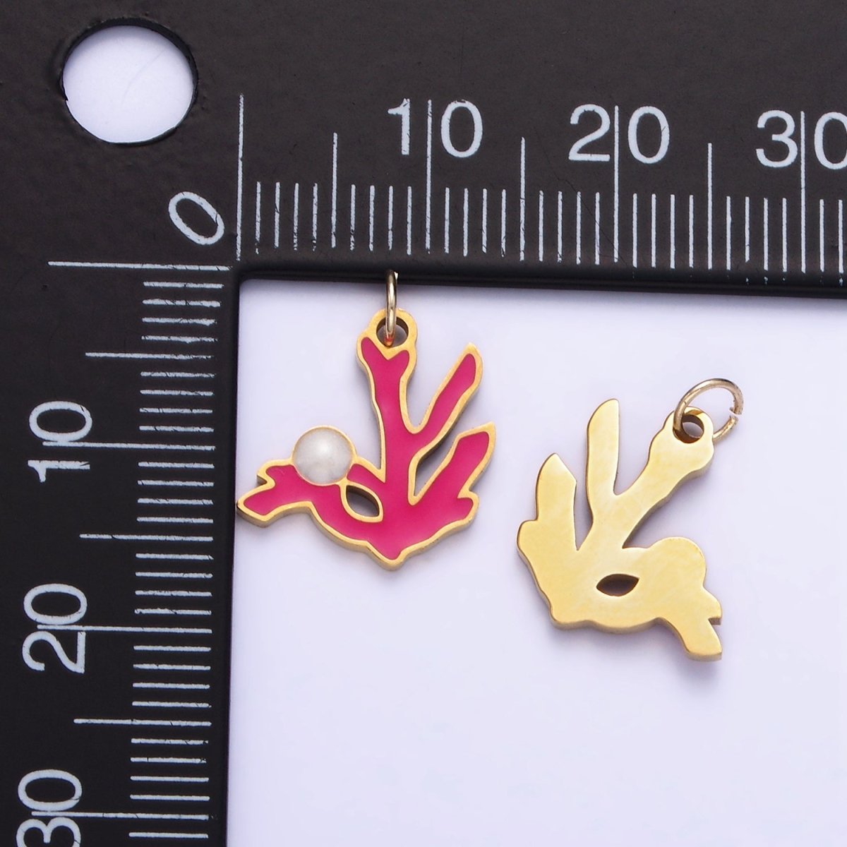 Stainless Steel Coral Charm Enamel Under The Sea Plant Pendant | P995