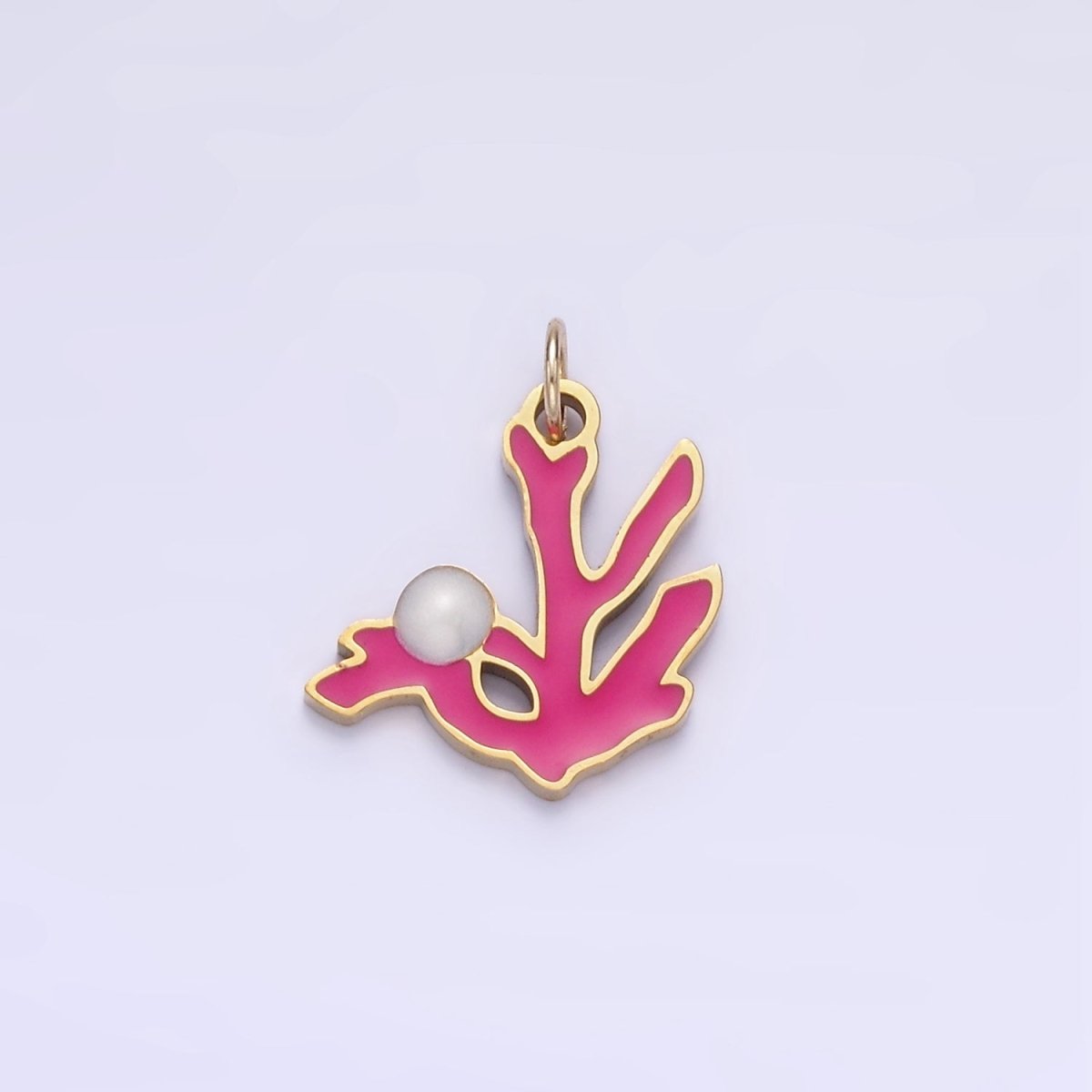Stainless Steel Coral Charm Enamel Under The Sea Plant Pendant | P995