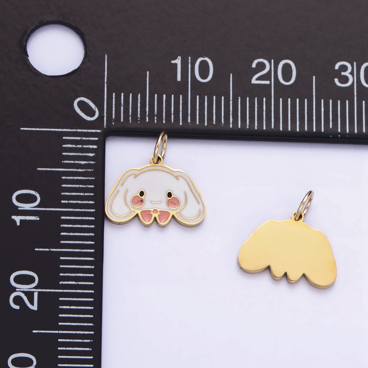 Stainless Steel Cute White Rabbit Enamel Bunny Pendant | P998