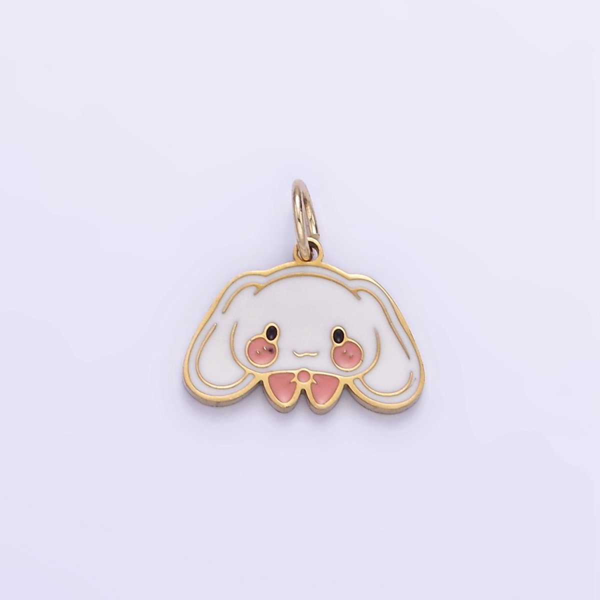 Stainless Steel Cute White Rabbit Enamel Bunny Pendant | P998