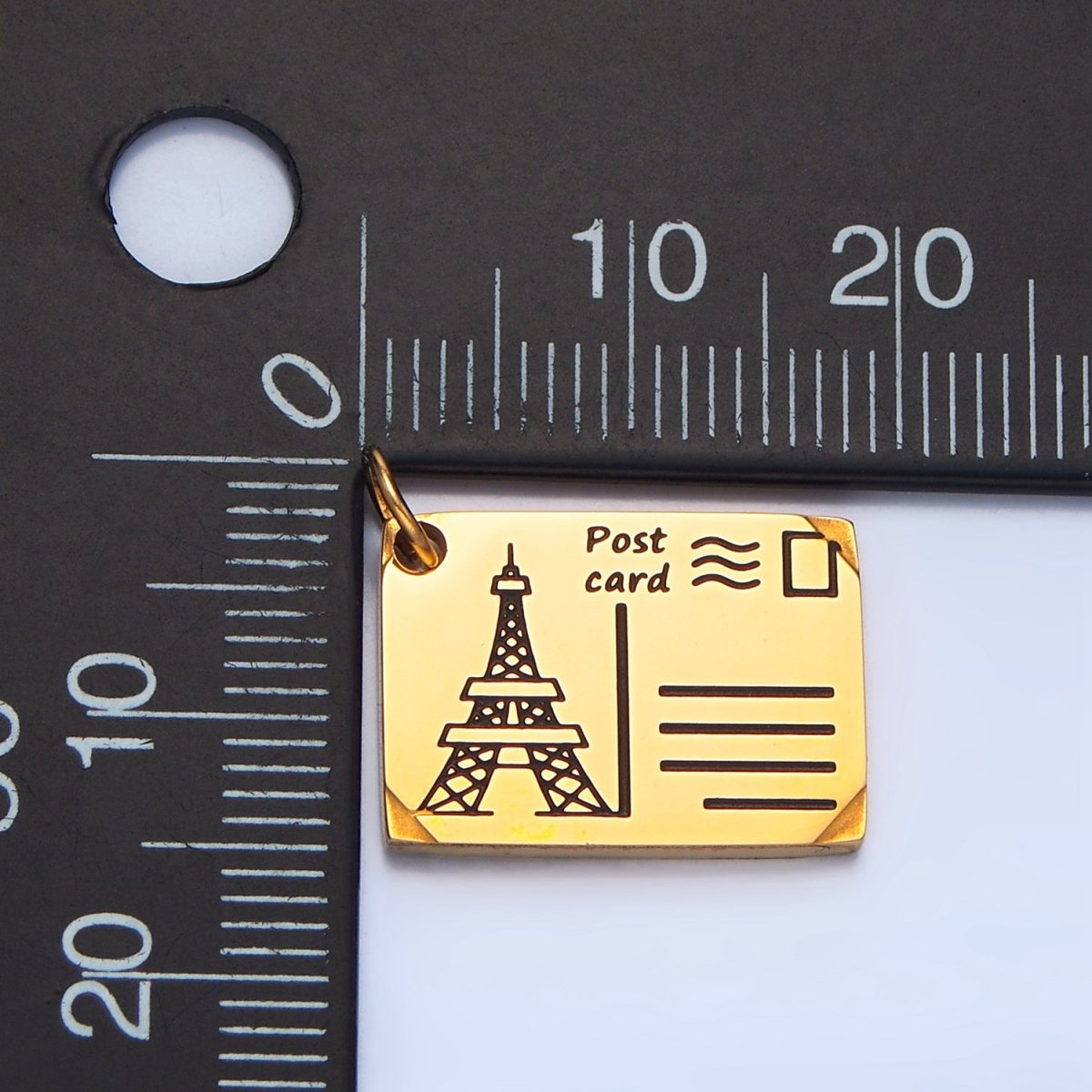Stainless Steel Eiffel Tower Paris Black Enamel Charm | P1341