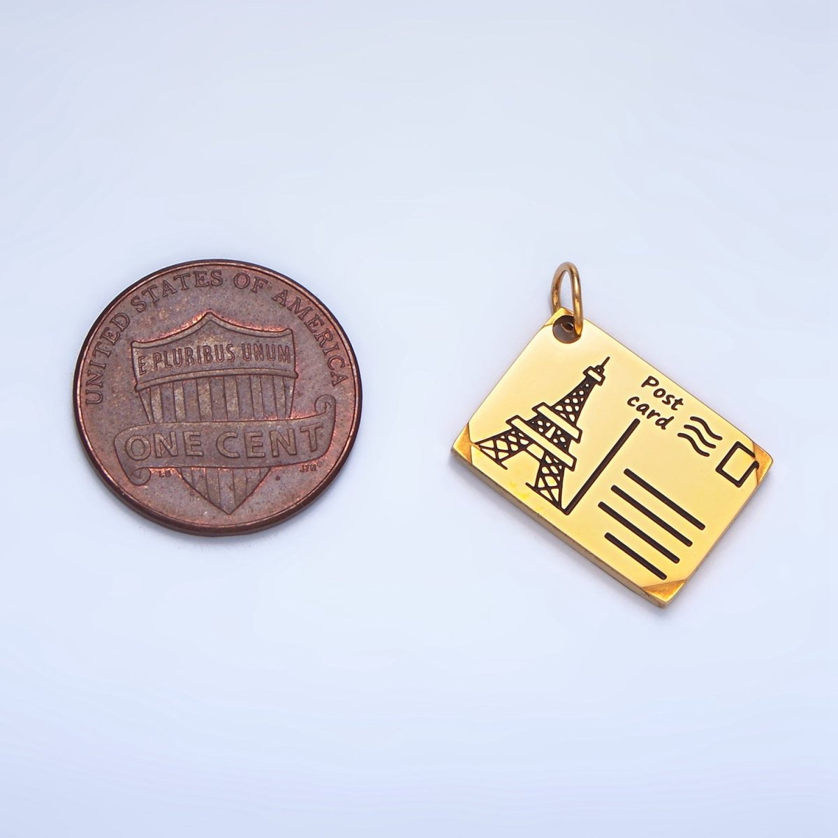 Stainless Steel Eiffel Tower Paris Black Enamel Charm | P1341