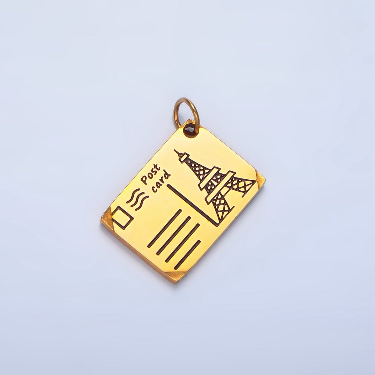 Stainless Steel Eiffel Tower Paris Black Enamel Charm | P1341