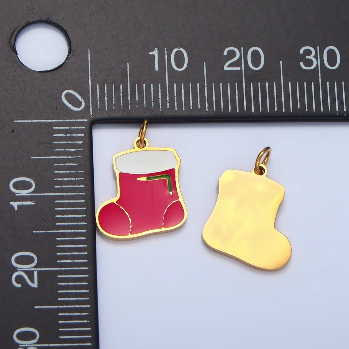 Stainless Steel Enamel Christmas Stockings Sock Holiday Charm | P1500