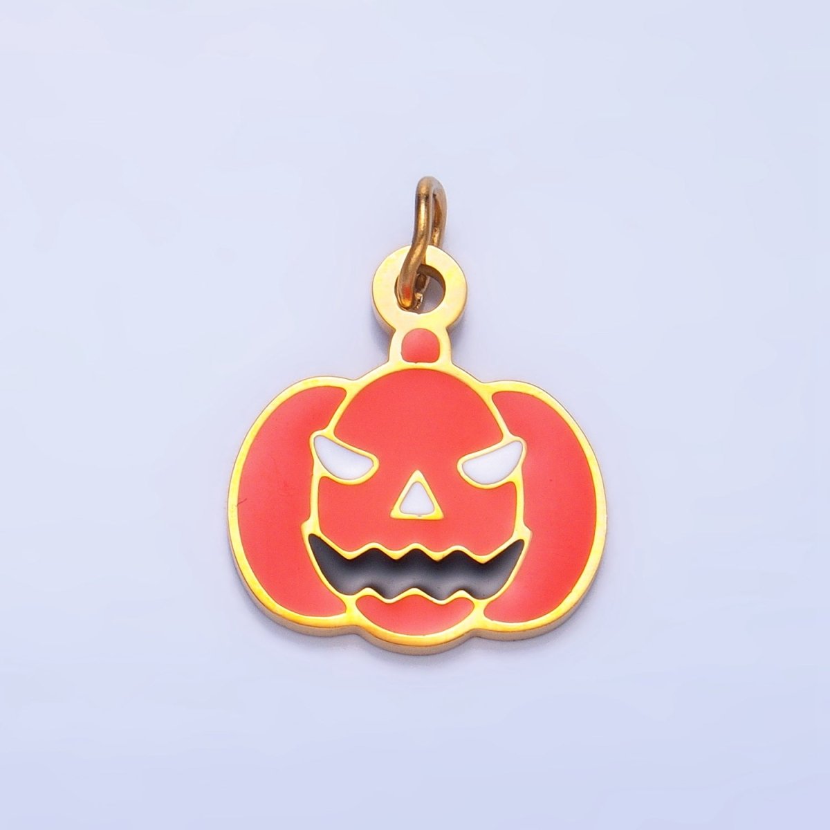 Stainless Steel Enamel Pumpkin Halloween Holiday Charm | P1528