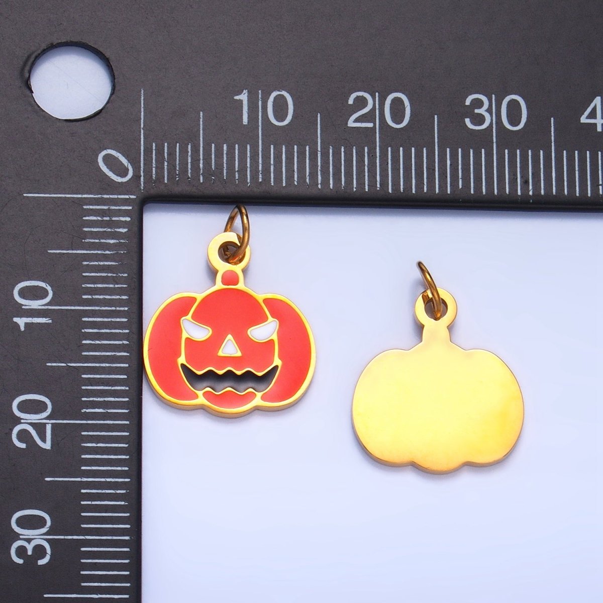 Stainless Steel Enamel Pumpkin Halloween Holiday Charm | P1528