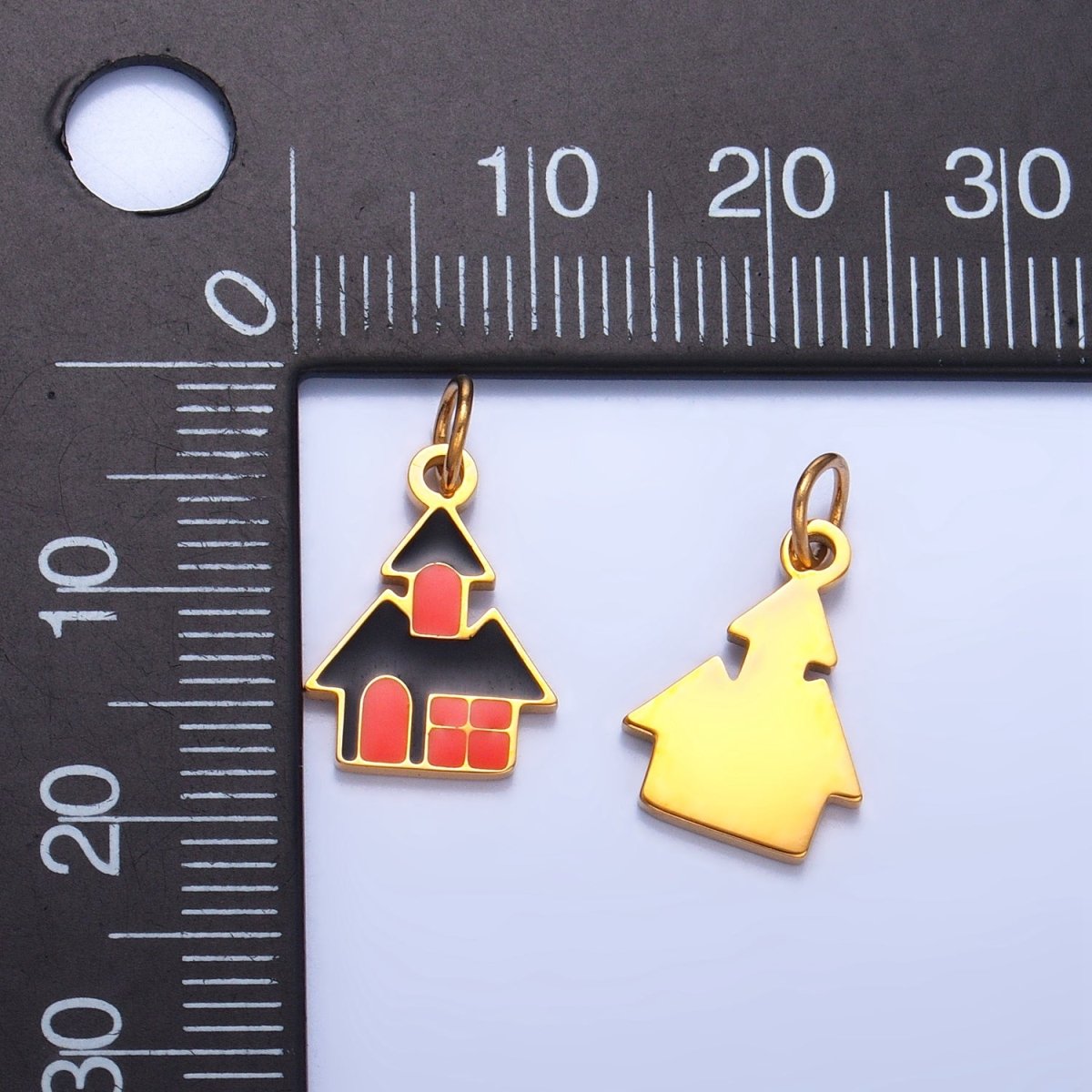 Stainless Steel Enamel Spooky House Home Halloween Holiday Charm | P1529